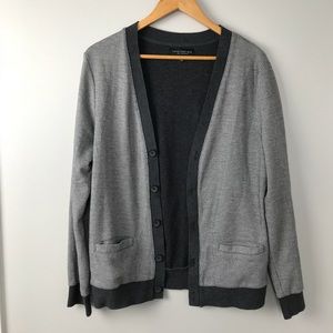 Gray micro striped cardigan M